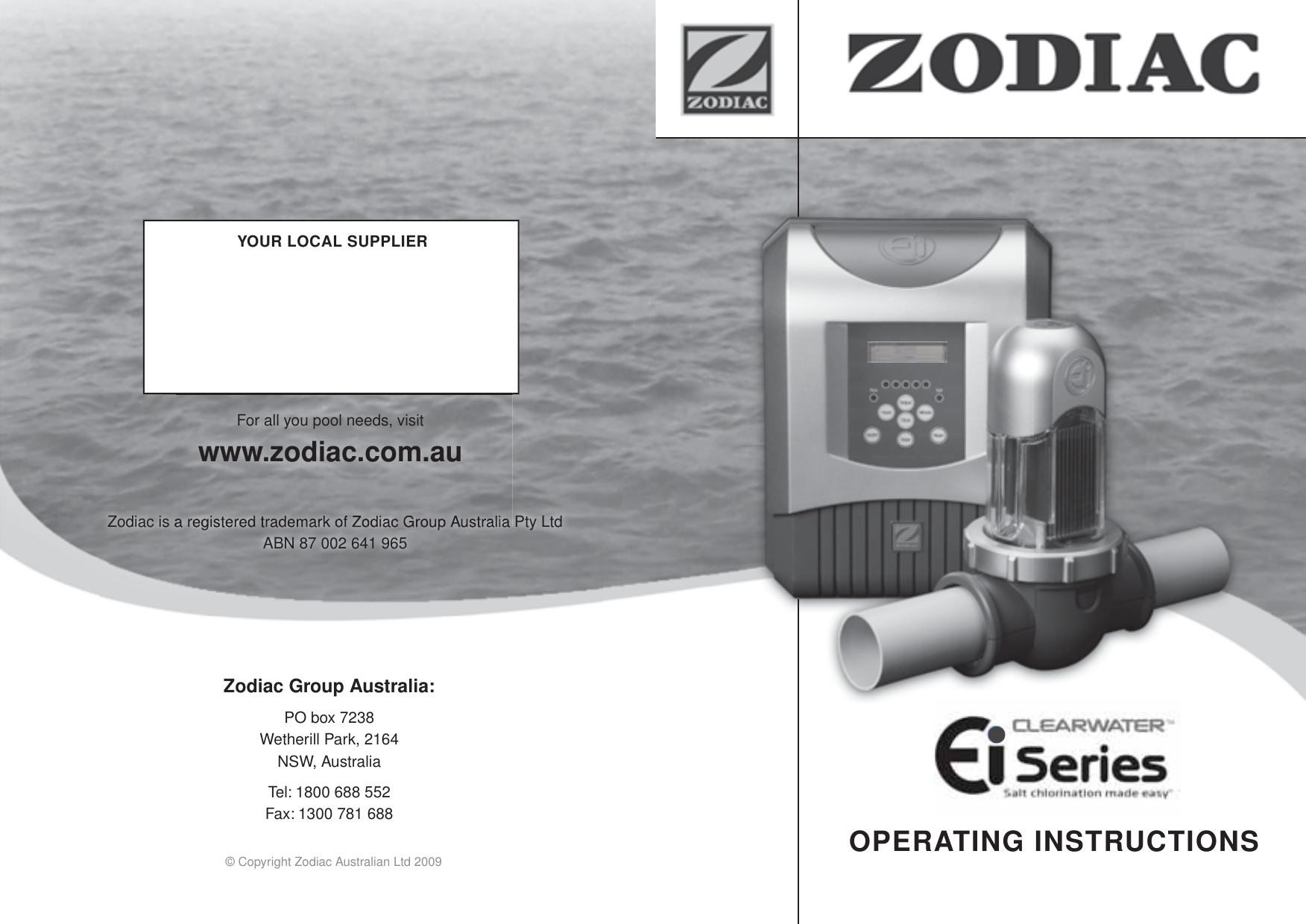 Page 1 of 12 - !! Operating Manual Zodiac Ei Series