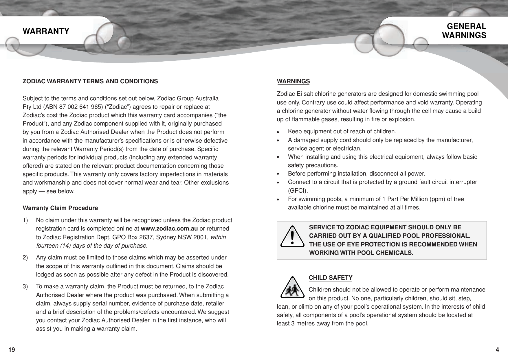 Page 5 of 12 - !! Operating Manual Zodiac Ei Series