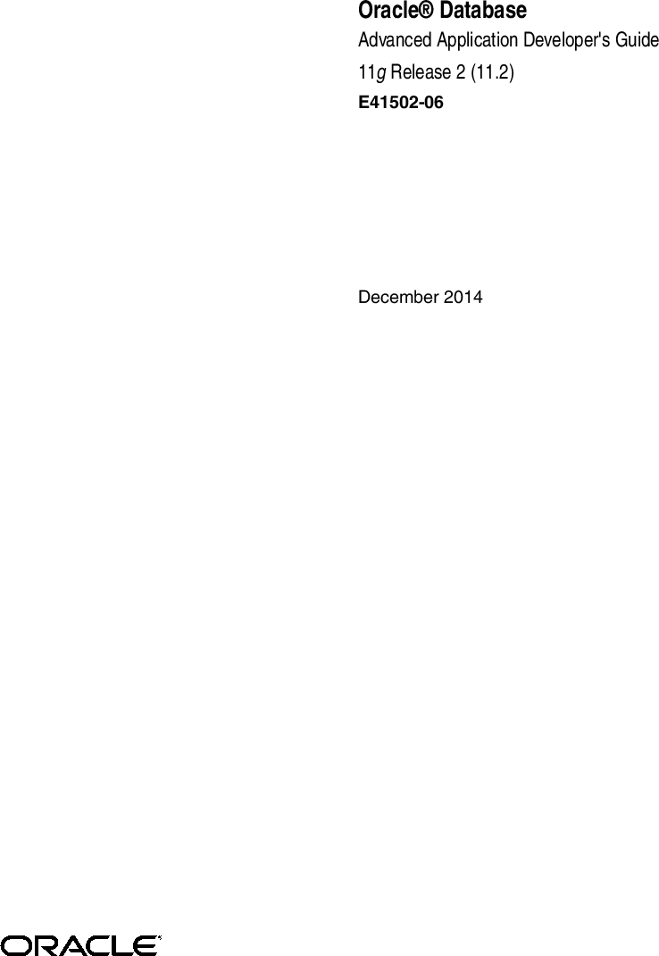 Oracle Database Advanced Application Developer’s Guide Developer