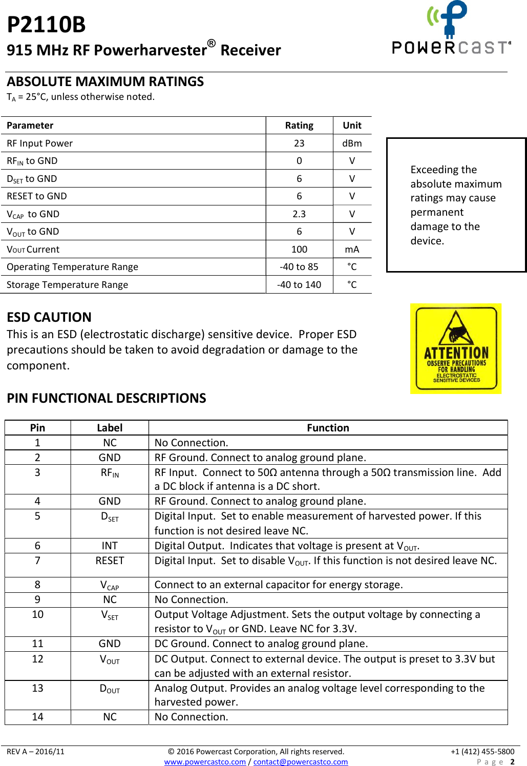 Page 2 of 11 - P2110B Datasheet V1.3 P2110B-Datasheet-v1.3