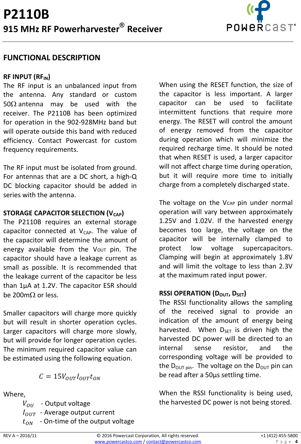 Page 4 of 11 - P2110B Datasheet V1.3 P2110B-Datasheet-v1.3