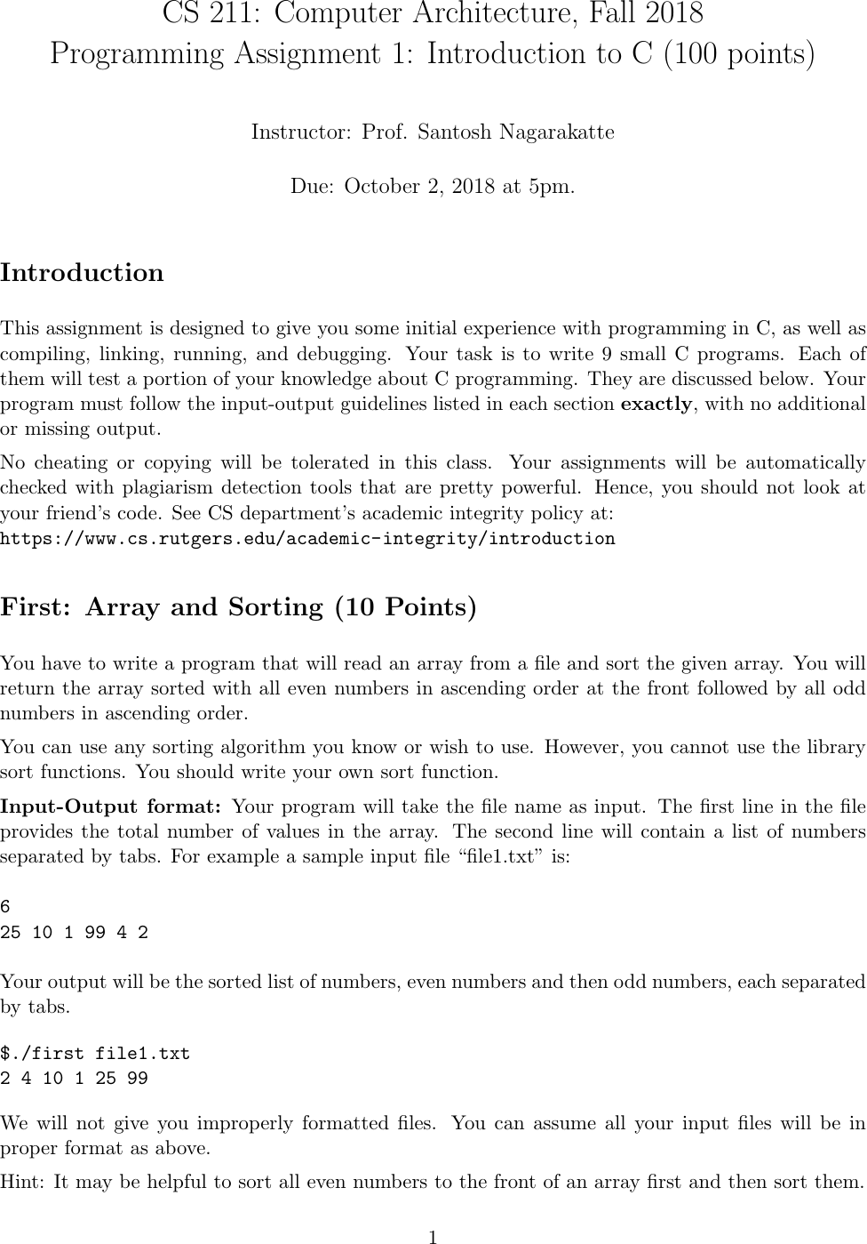 Page 1 of 11 - PA1 Instructions