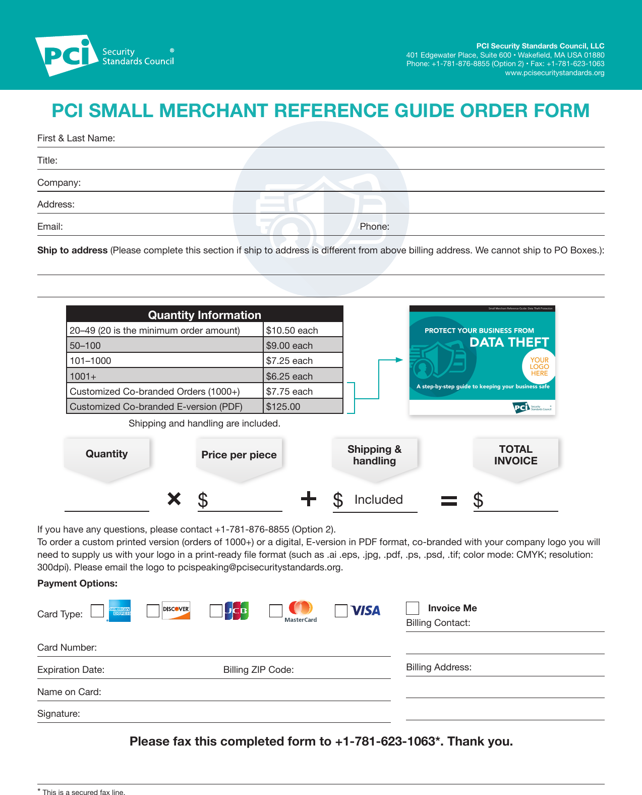 Page 1 of 1 - PCISSC Small Merchant Guide Order Form -v05