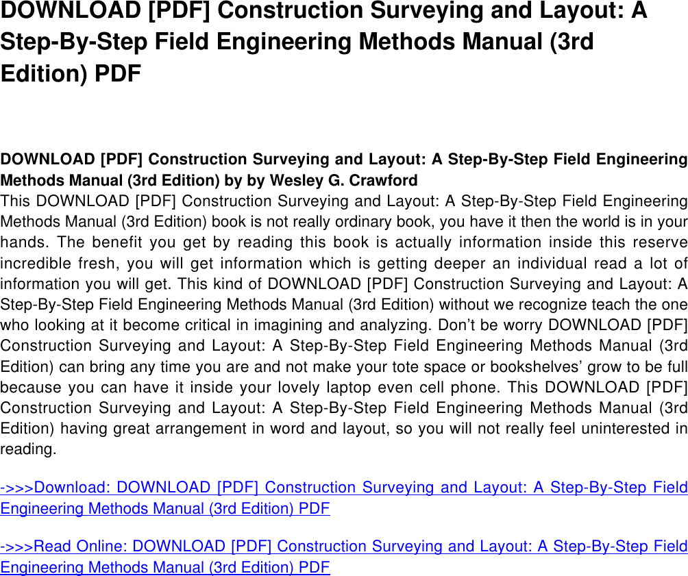 [PDF] Construction Surveying And Layout: A Step By Field Engineering ...