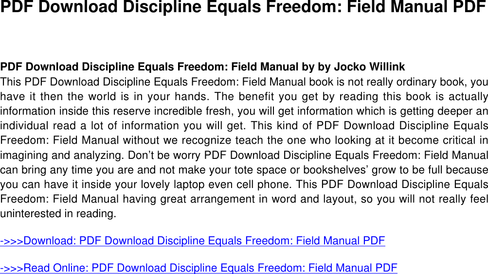 Page 2 of 3 - PDF  Discipline Equals Freedom: Field Manual By Jocko Willink PDF-Discipline-Equals-Freedom-Field-Manual-DOC-KC2038700