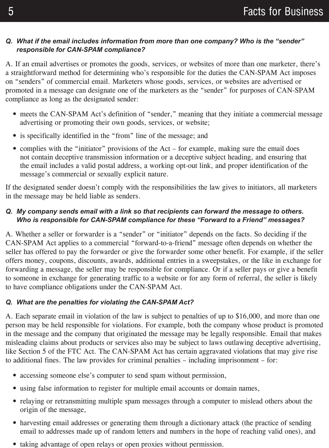 Page 5 of 6 - The CAN-SPAM Act: A Compliance Guide For Business PE Bus61-can-spam-act-compliance-guide-business