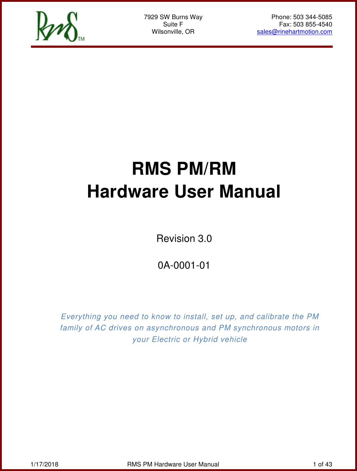 RMS PM Hardware User Manual And RM User's (V3 0)