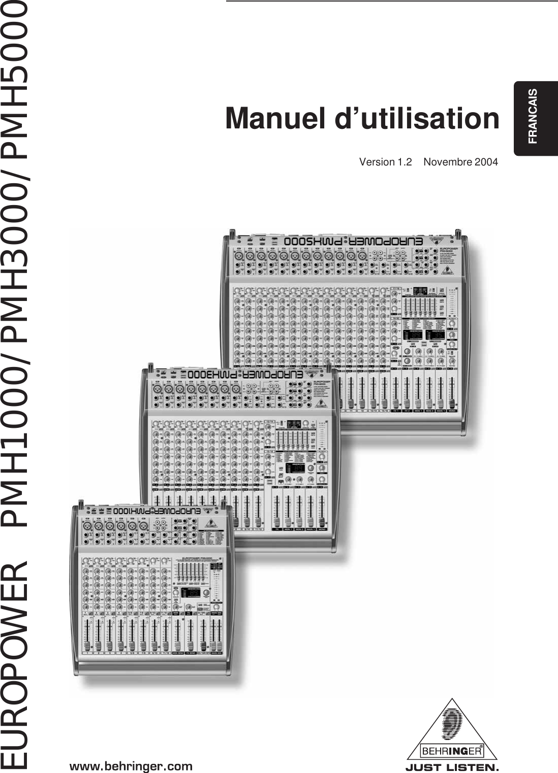 Page 1 of 12 - Behringer PMH1000 User Manual (French) P0115 M FR