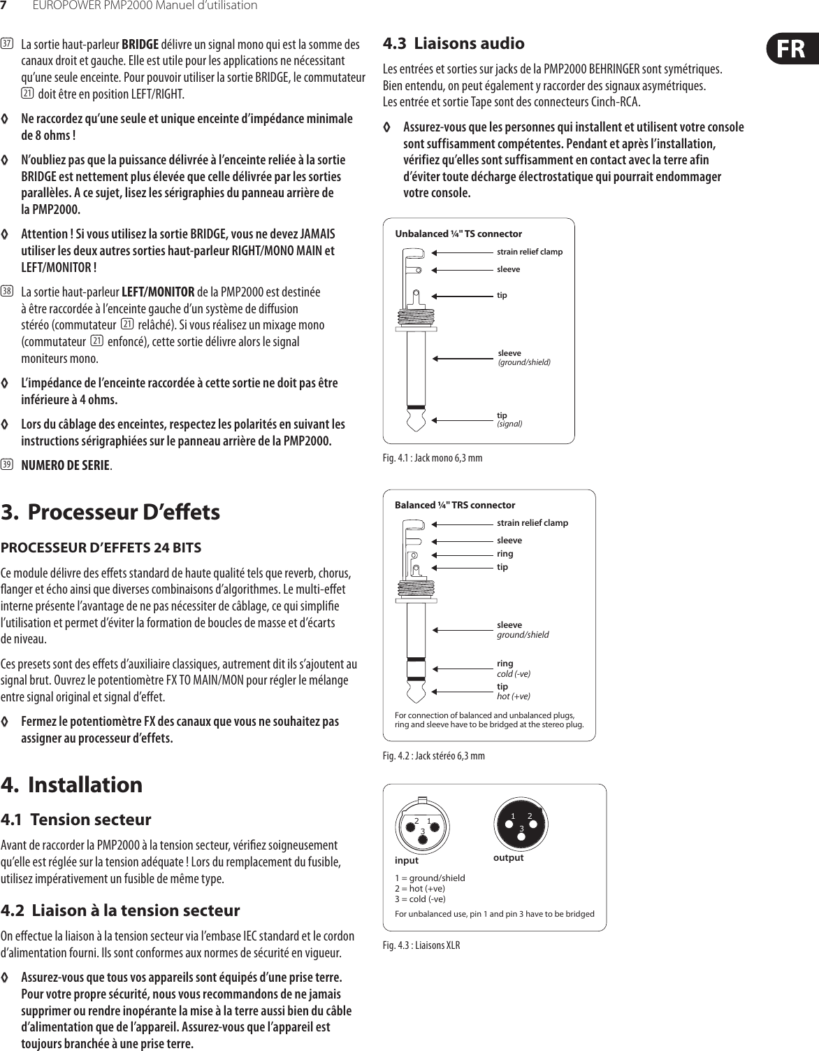 Page 7 of 11 - EUROPOWER PMP2000 Behringer User Manual (French) P0611 M FR