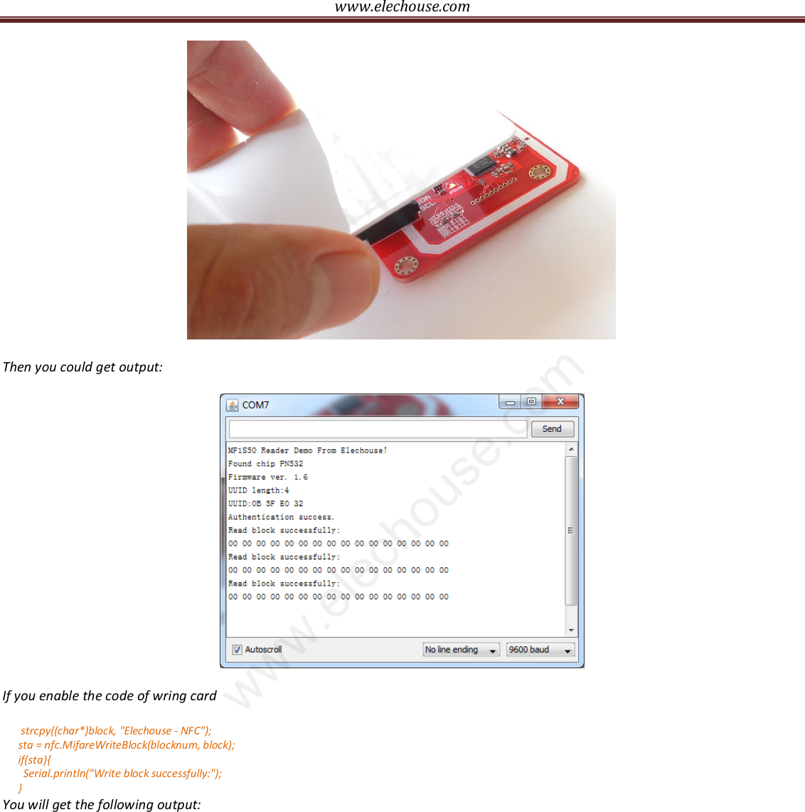 Page 7 of 11 - Www.elechouse.com PN532 NFC RFID Module Manual