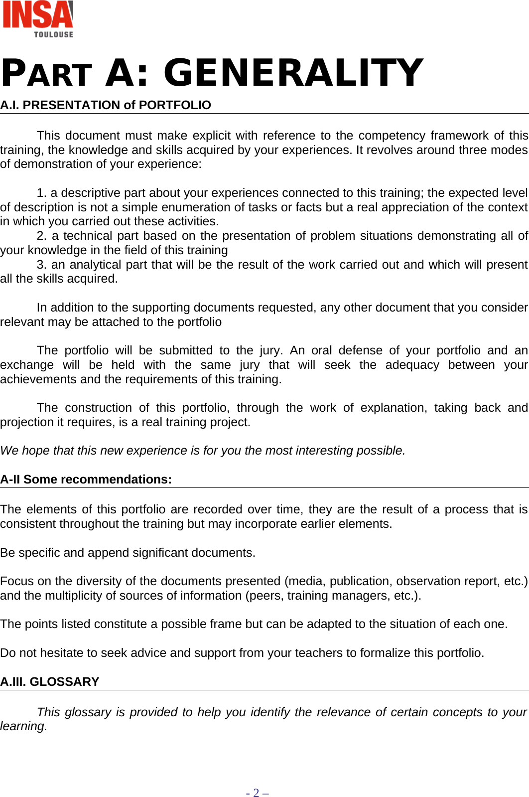 DOSSIER PHASE 2 PORTFOLIO INSTRUCTIONS EN