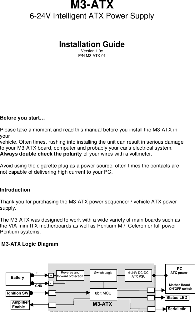 Page 1 of 5 - M3-ATX PWR-M3-ATX-manual