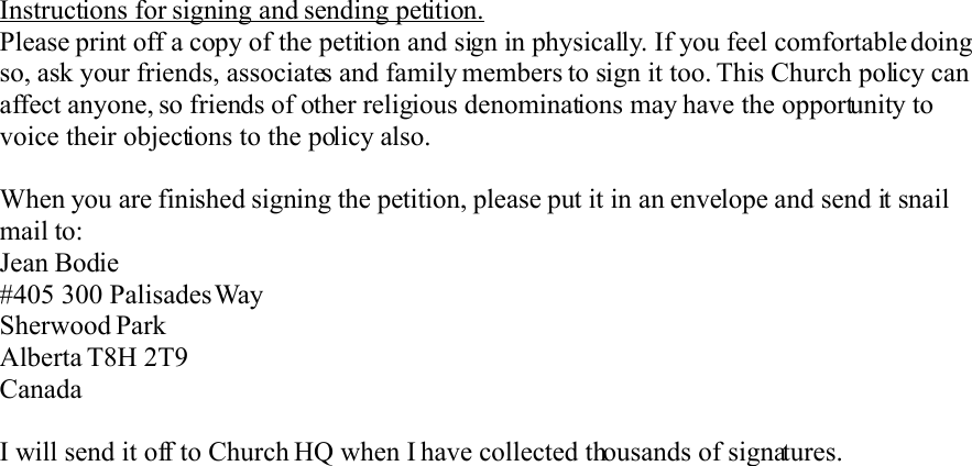 Page 1 of 1 - Instructions For Signing And Sending Petition
