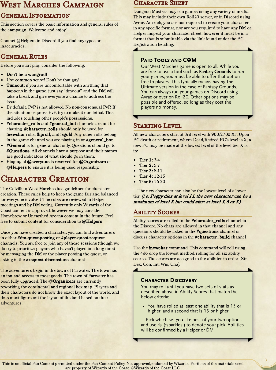 Page 3 of 9 - Player's Guide  GM Binder