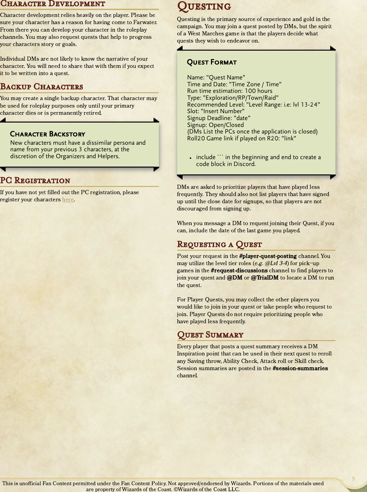 Page 5 of 9 - Player's Guide  GM Binder