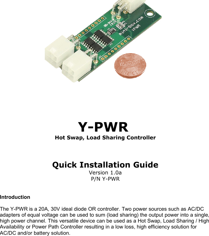 Page 1 of 3 - PW-60-MINI-ITX Power-hot-swap-PWR-Y-PWR-manual