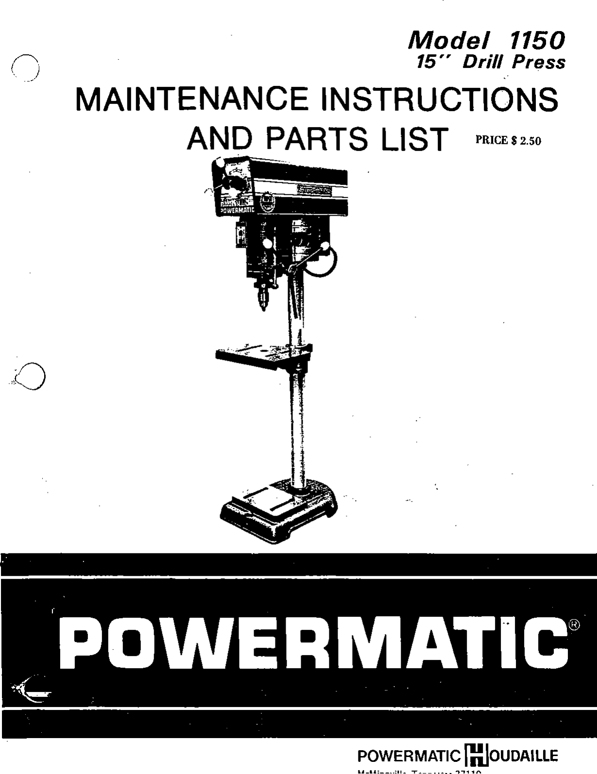 Powermatic 1150 Drill Press Manual