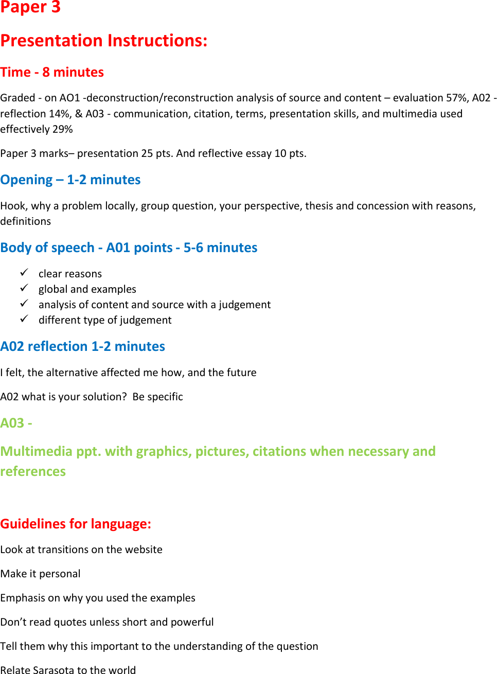 Page 1 of 3 - Presentation Instructions