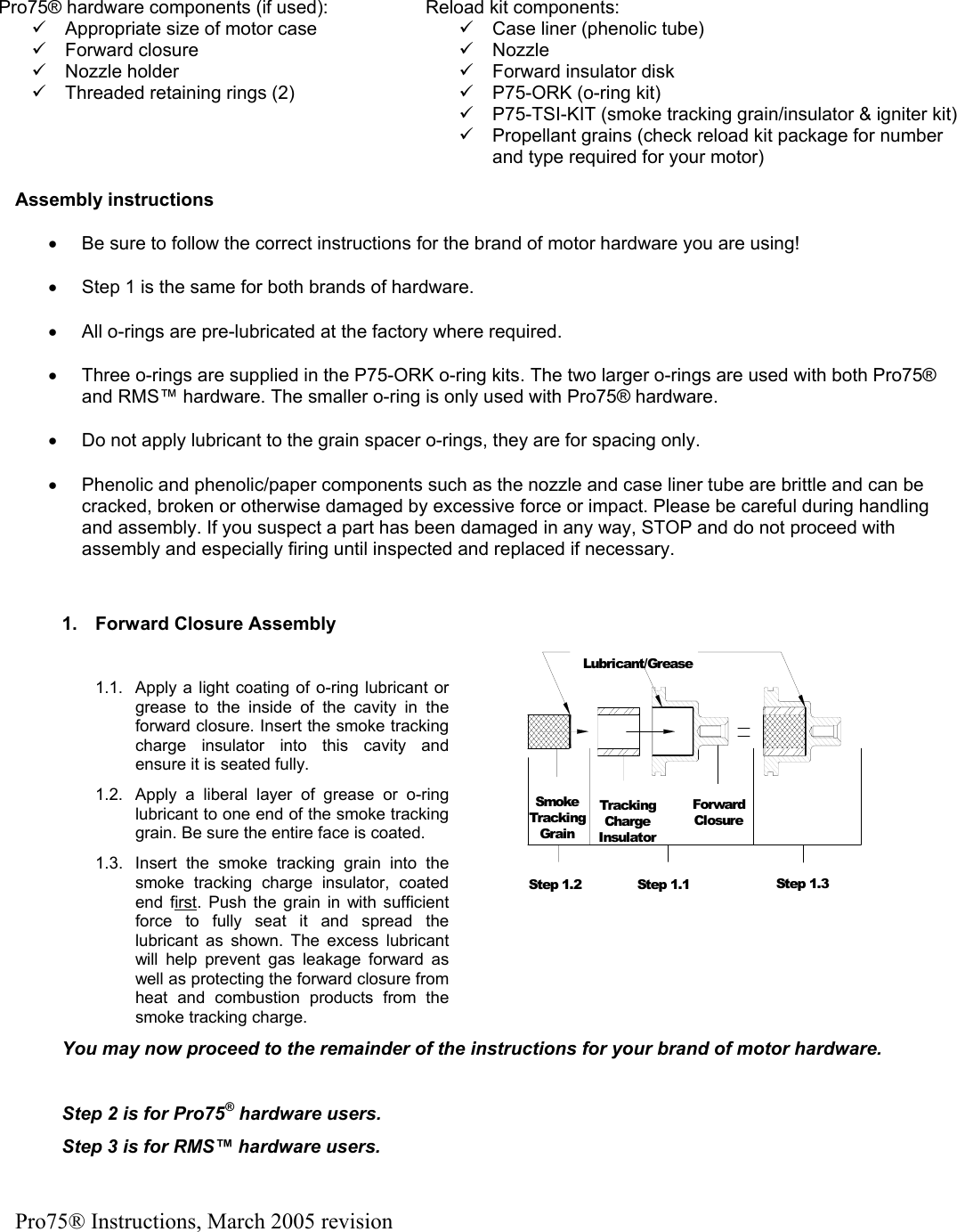 Page 2 of 6 - Pro75_Instructions_March2005 Pro75 Instructions