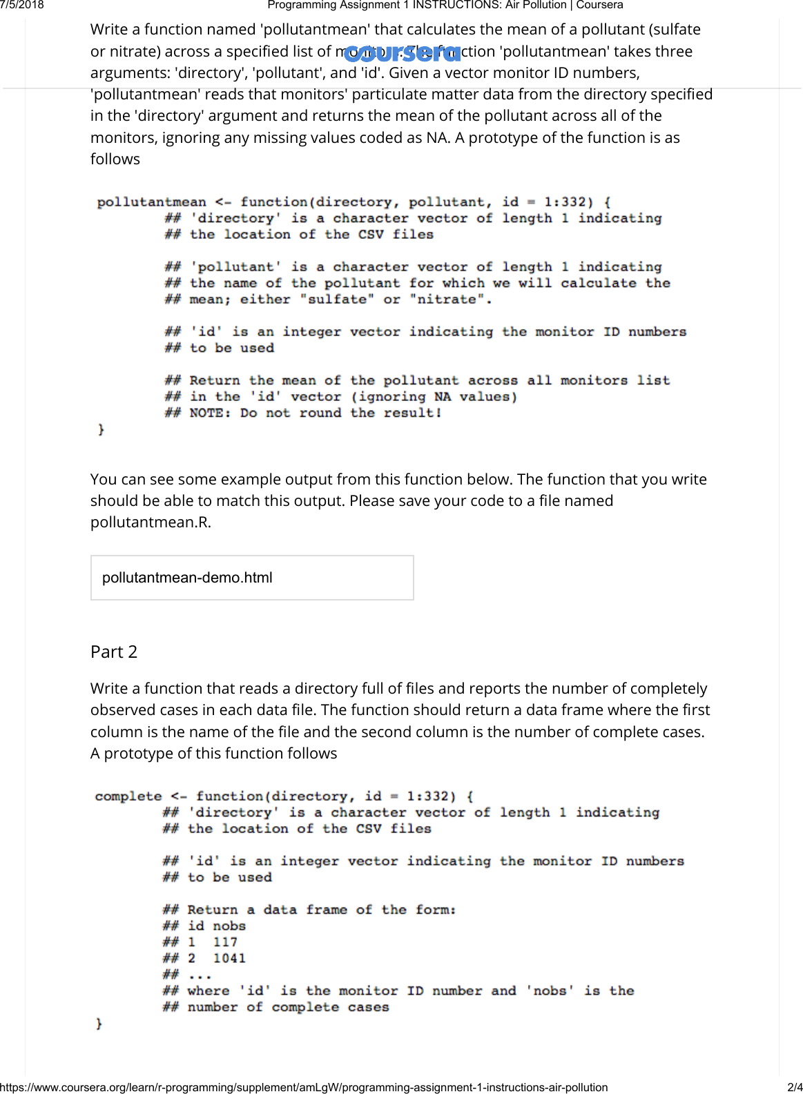 coursera r programming air pollution assignment