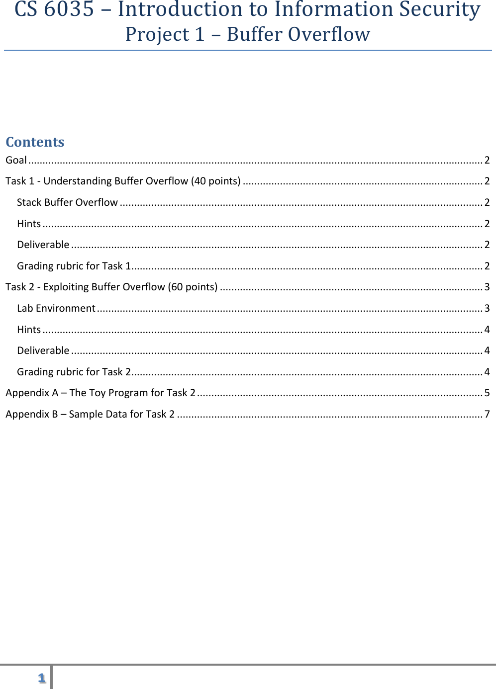 Page 1 of 7 - Project 1 Buffer Overflow Instructions