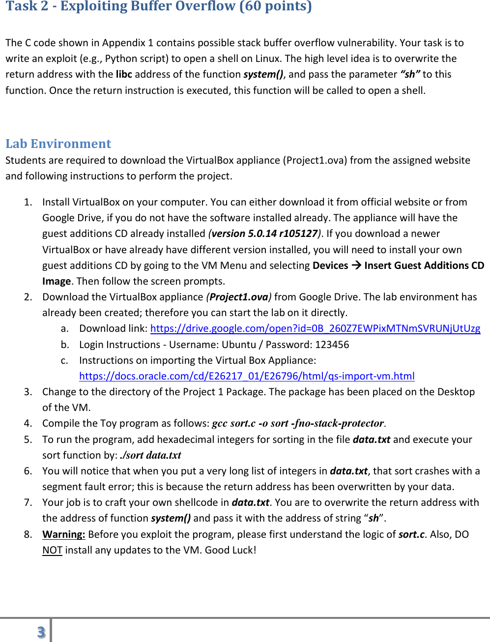 Page 3 of 7 - Project 1 Buffer Overflow Instructions