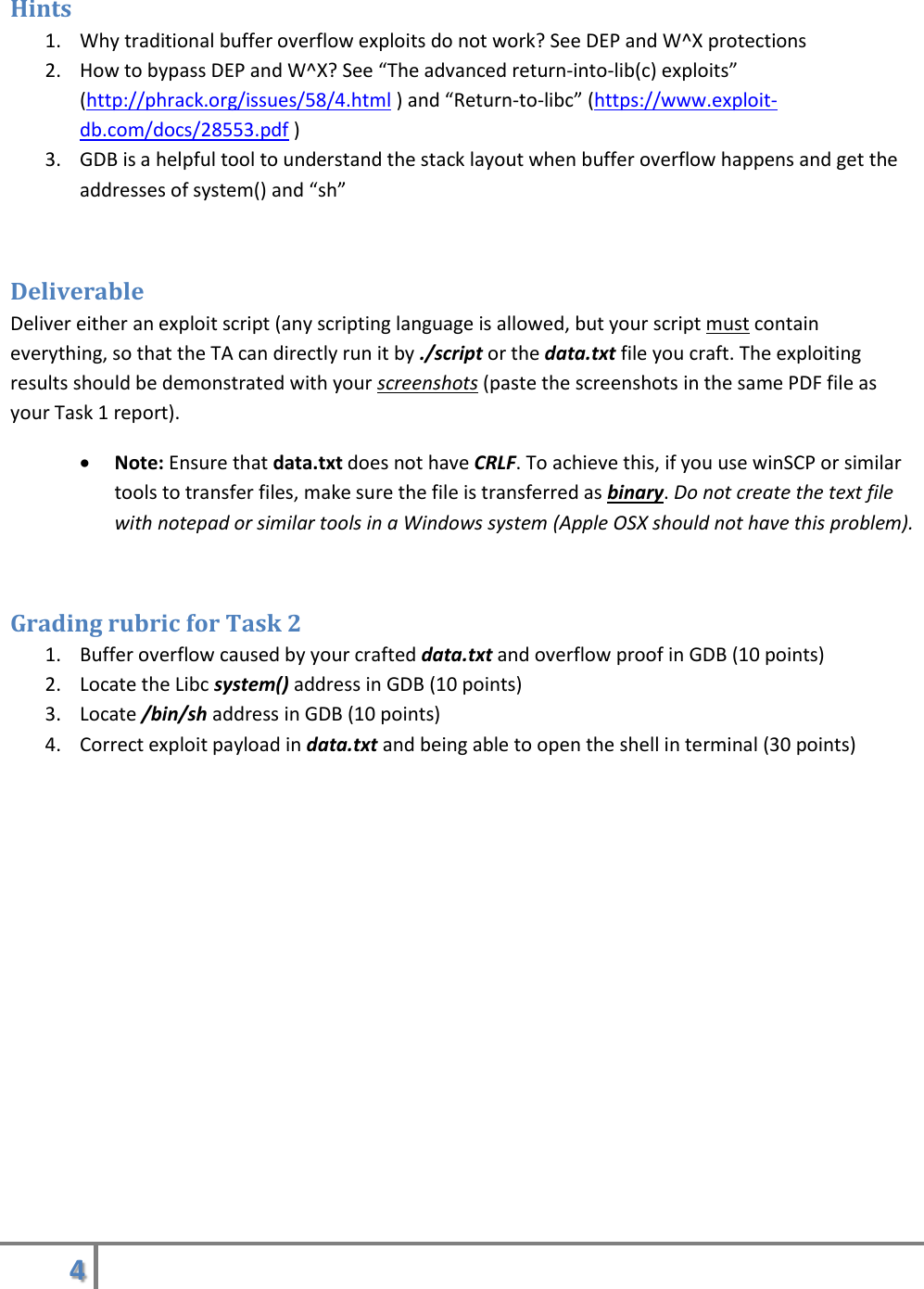 Page 4 of 7 - Project 1 Buffer Overflow Instructions
