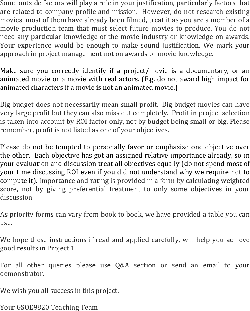 Page 3 of 3 - Project 1 GSOE9820 FILM PRIORITISATION - Instructions