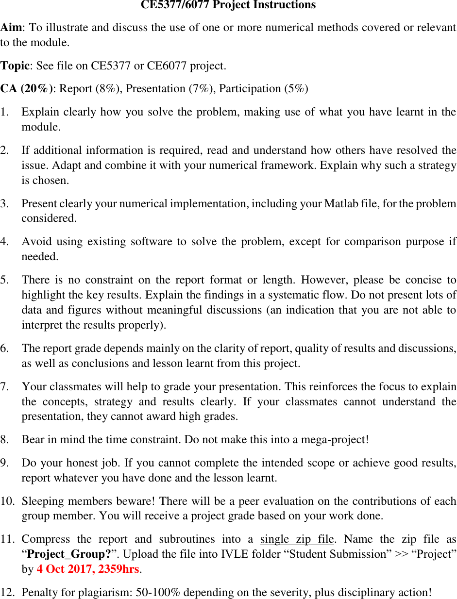 Page 1 of 1 - Project Instructions