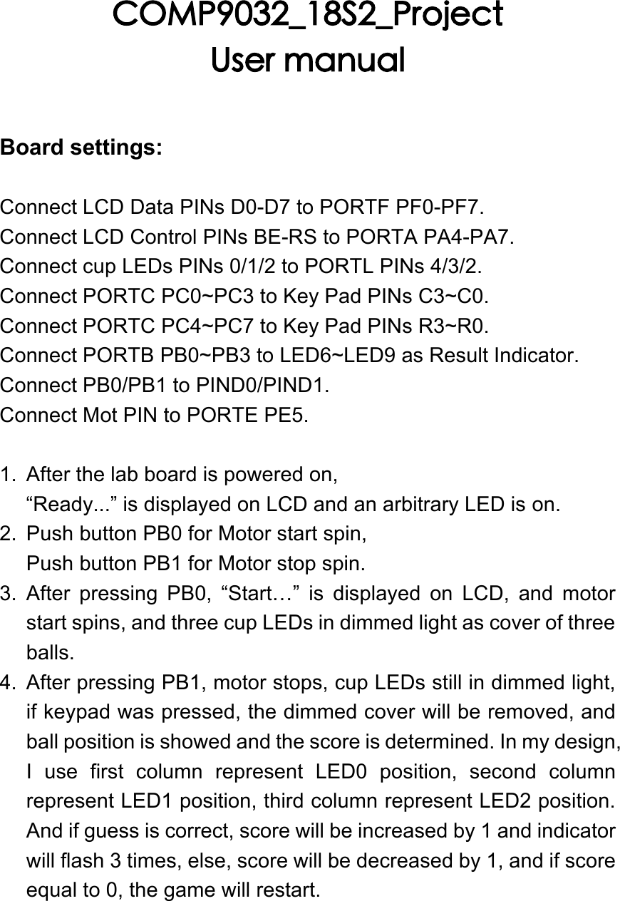 Page 1 of 1 - Project User Manual