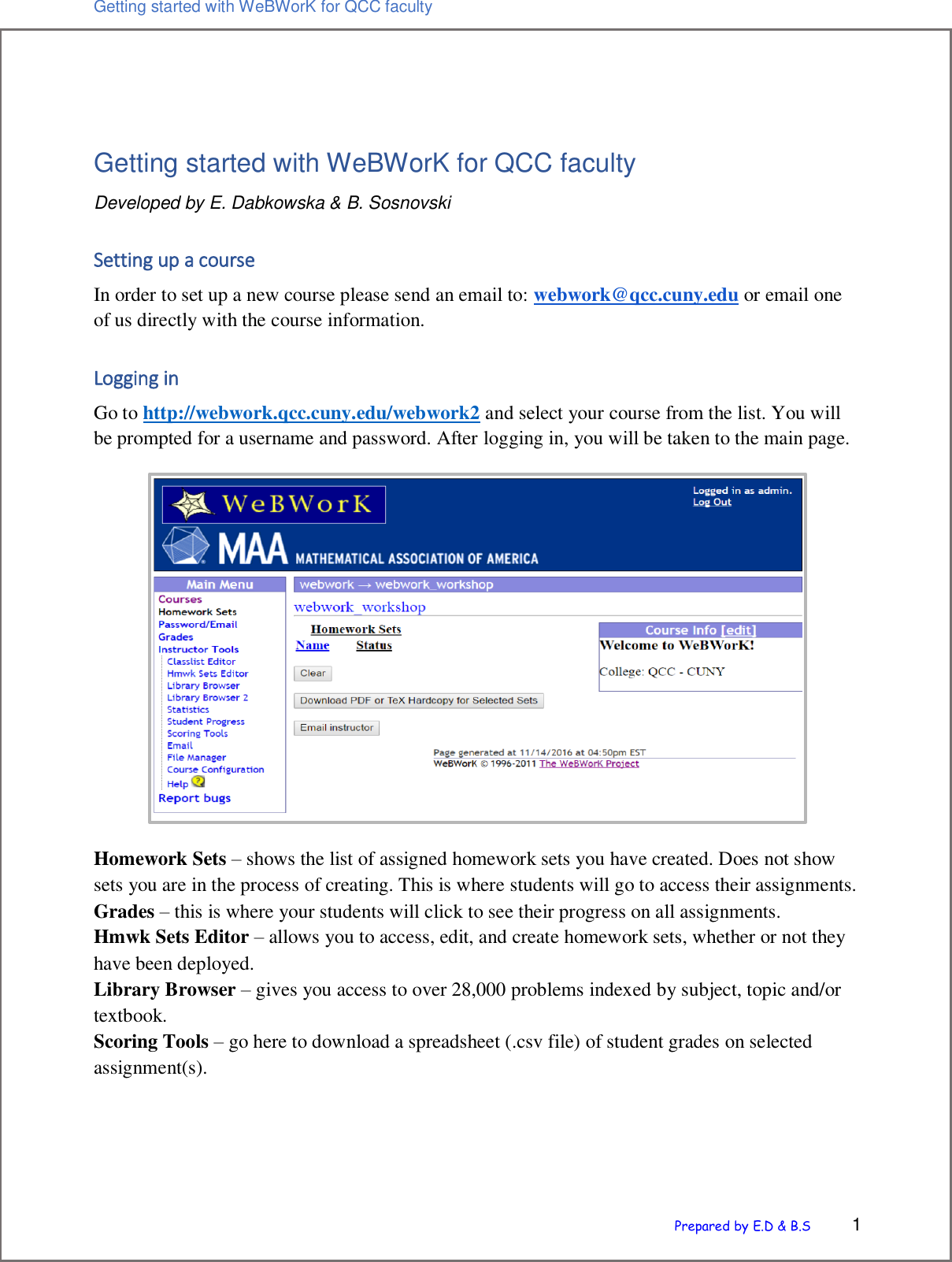 Page 1 of 12 - Getting Started With WeBWorK For QCC Faculty Guide To Using We BWor K