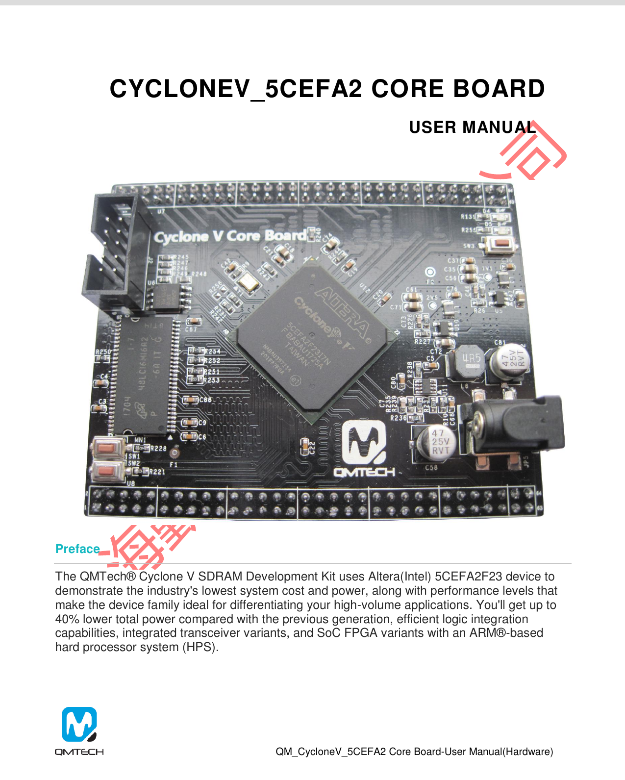 Page 1 of 12 - QM_CycloneV_5CEFA2F23_User_Manual(CoreBoard)-V01 QM Cyclone V 5CEFA2F23 User Manual(Core Board)-V01