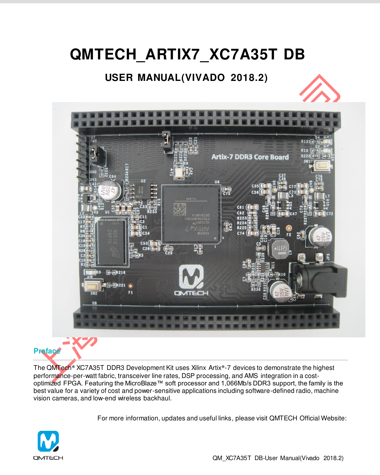 QM_XC7A35T开发板 用户手册(软件下载) V03 QMTECH Artix 7 XC7A35T User Manual