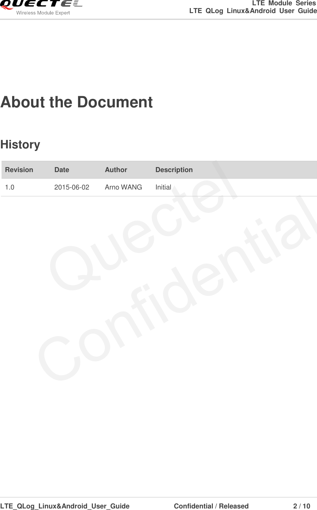 Page 3 of 11 - Quectel LTE QLog Linux&Android User Guide V1.0