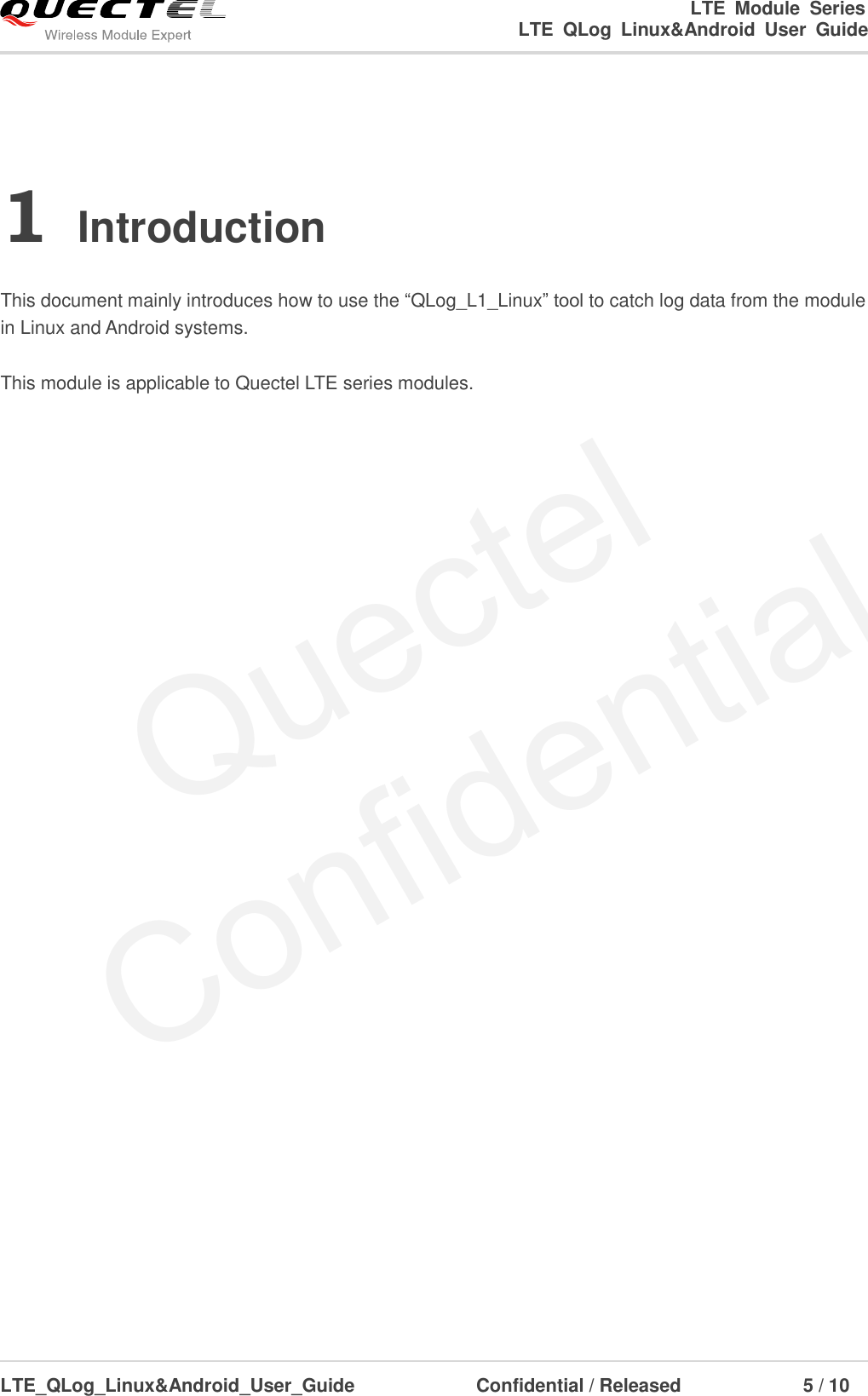 Page 6 of 11 - Quectel LTE QLog Linux&Android User Guide V1.0