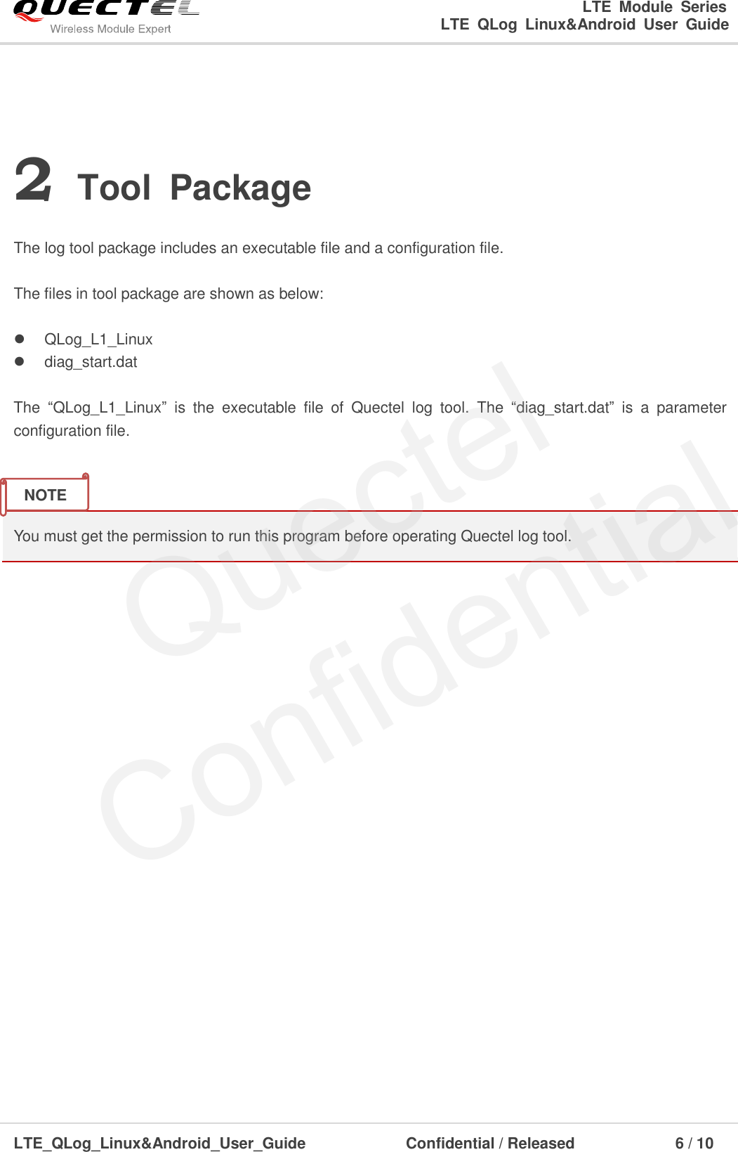 Page 7 of 11 - Quectel LTE QLog Linux&Android User Guide V1.0