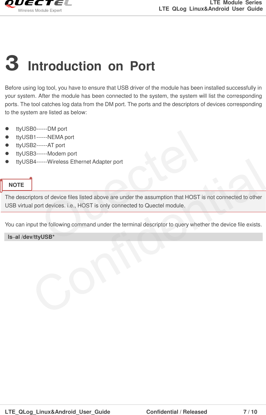 Page 8 of 11 - Quectel LTE QLog Linux&Android User Guide V1.0