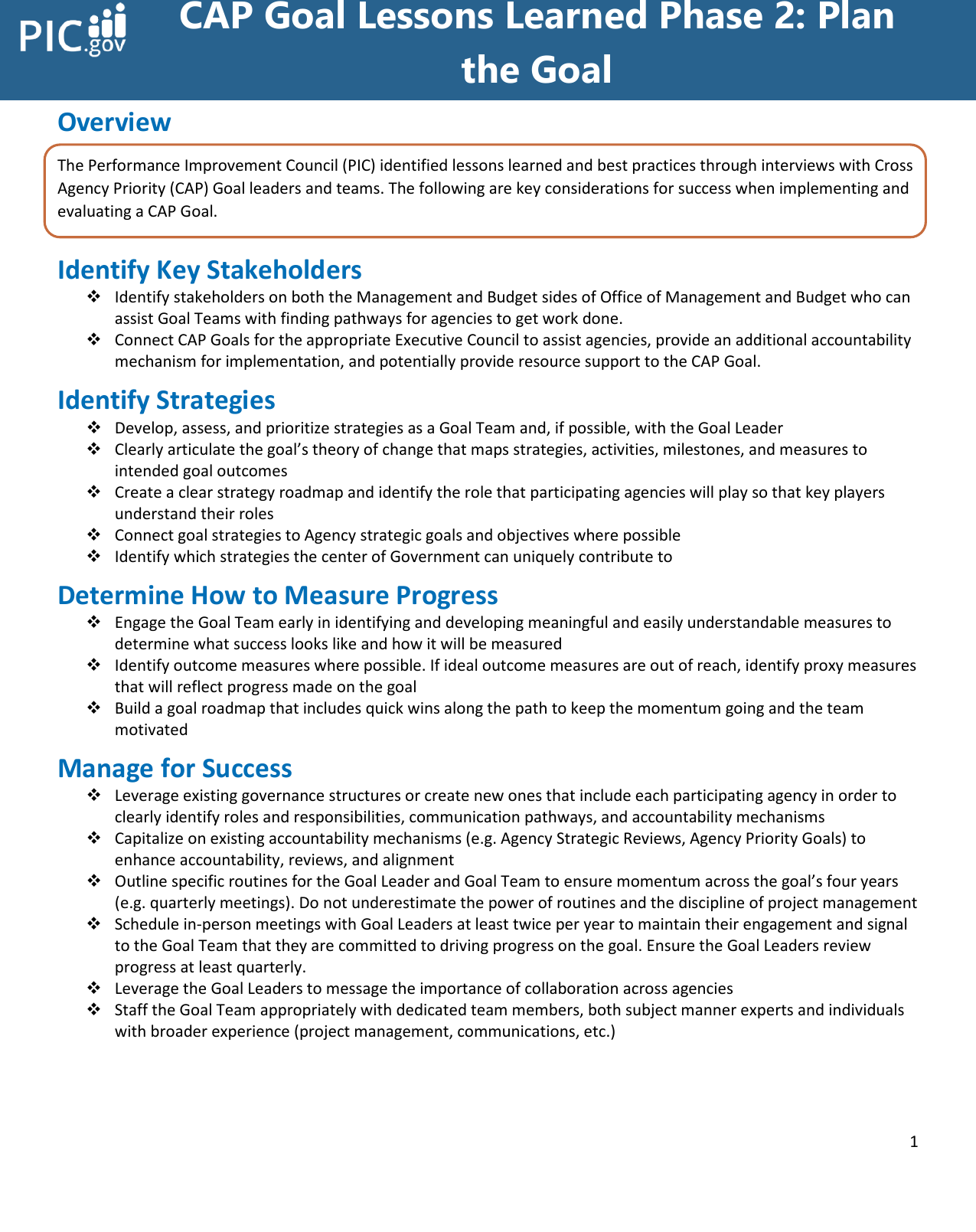 Page 1 of 2 - Quick Guide CAPGoal Lessons Learned Plan Phase 2017.12