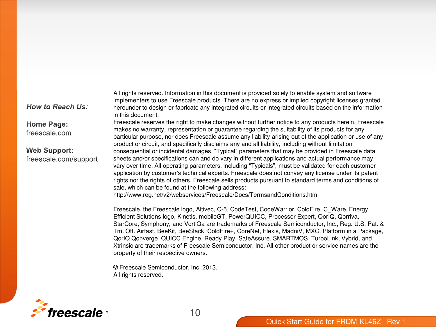 Page 10 of 10 - Quick Start Guide For Freedom FRDM-KL46Z KL46Z Rev1