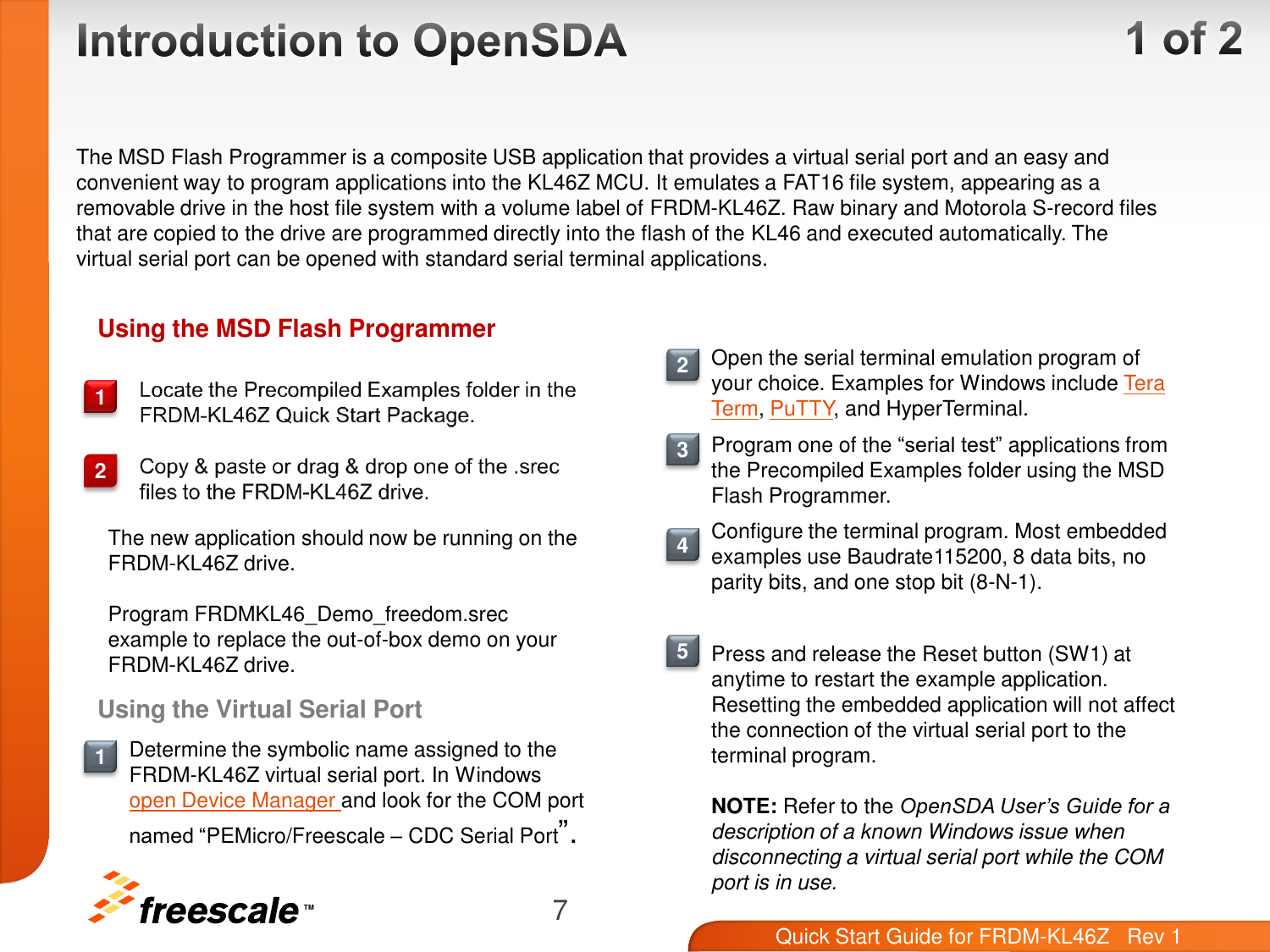 Page 7 of 10 - Quick Start Guide For Freedom FRDM-KL46Z KL46Z Rev1