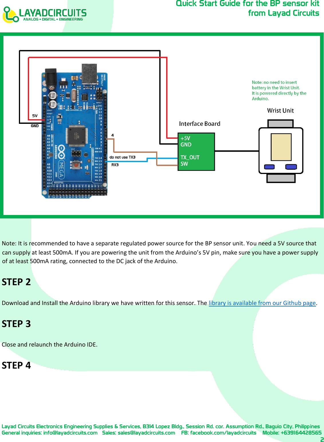 Page 2 of 3 - Quick Start Guide Blood Pressure Sensor Kit V1 2