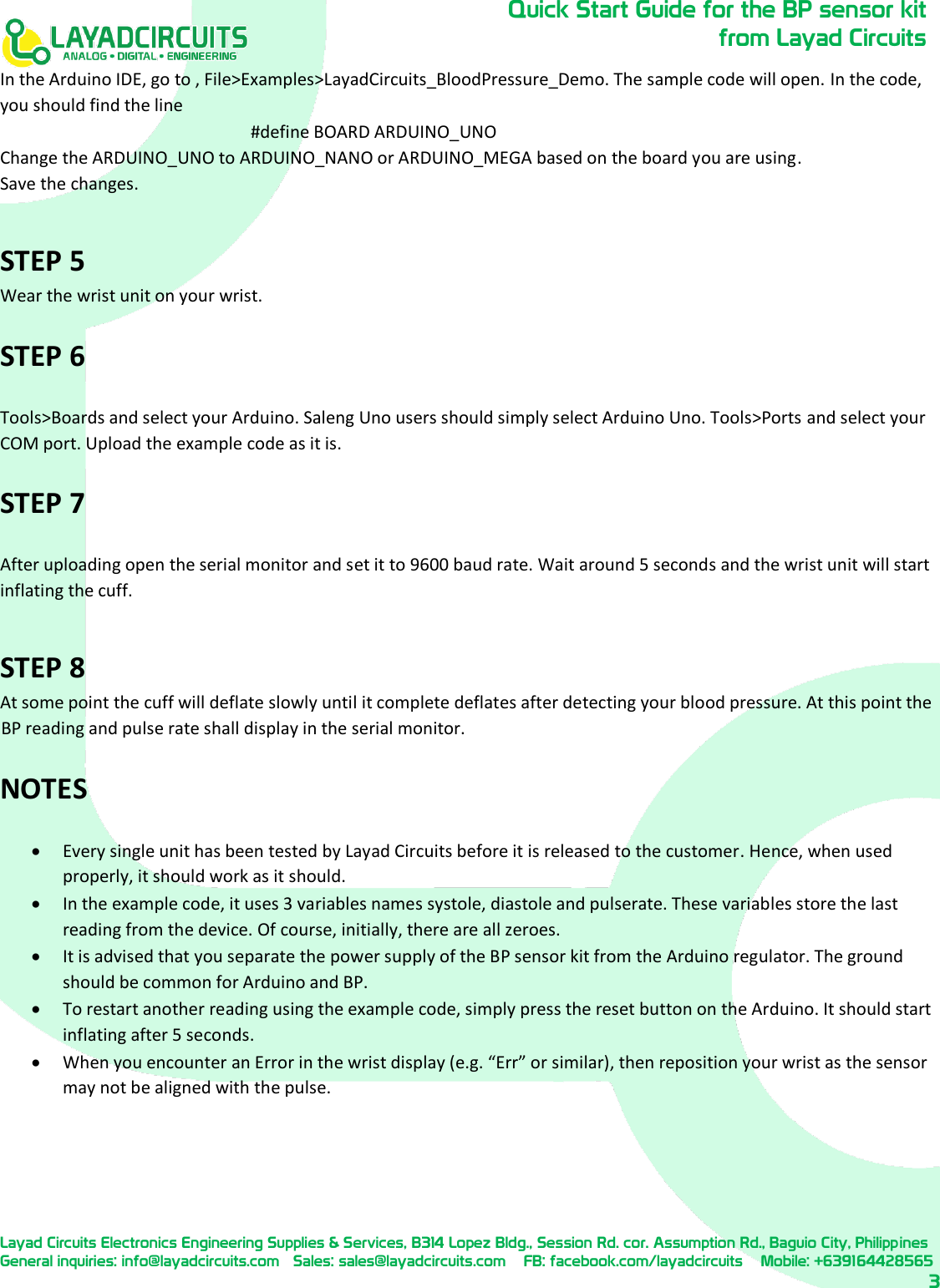Page 3 of 3 - Quick Start Guide Blood Pressure Sensor Kit V1 2