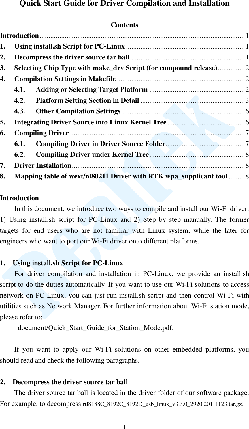 Page 1 of 8 - Quick Start Guide For Driver Compilation And Installation