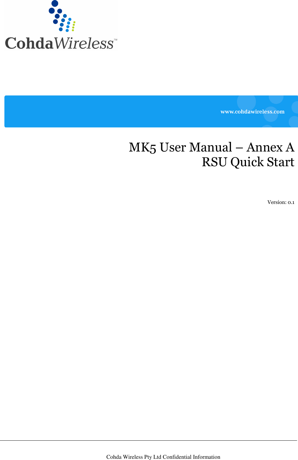 Page 1 of 5 - Quickstart Guide MK5 RSU V0.1