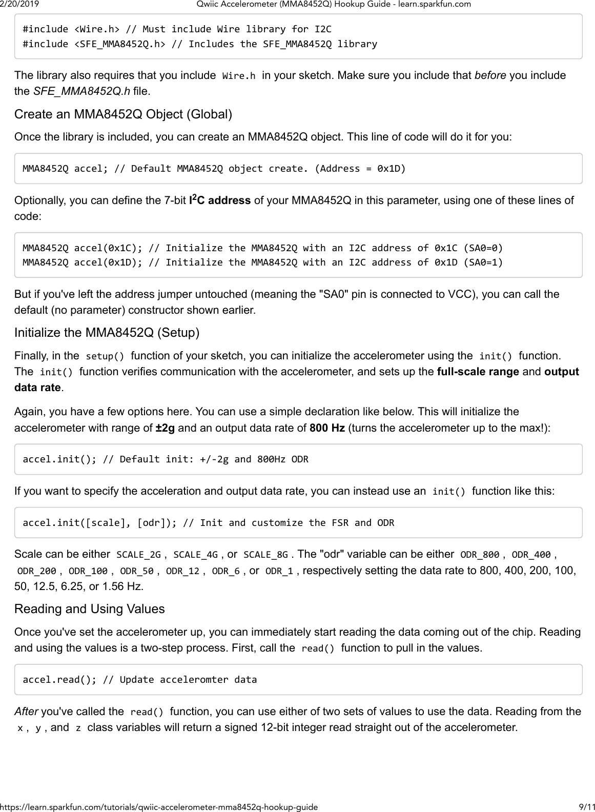 Page 9 of 11 - Qwiic Accelerometer (MMA8452Q) Hookup Guide - Learn.sparkfun.com