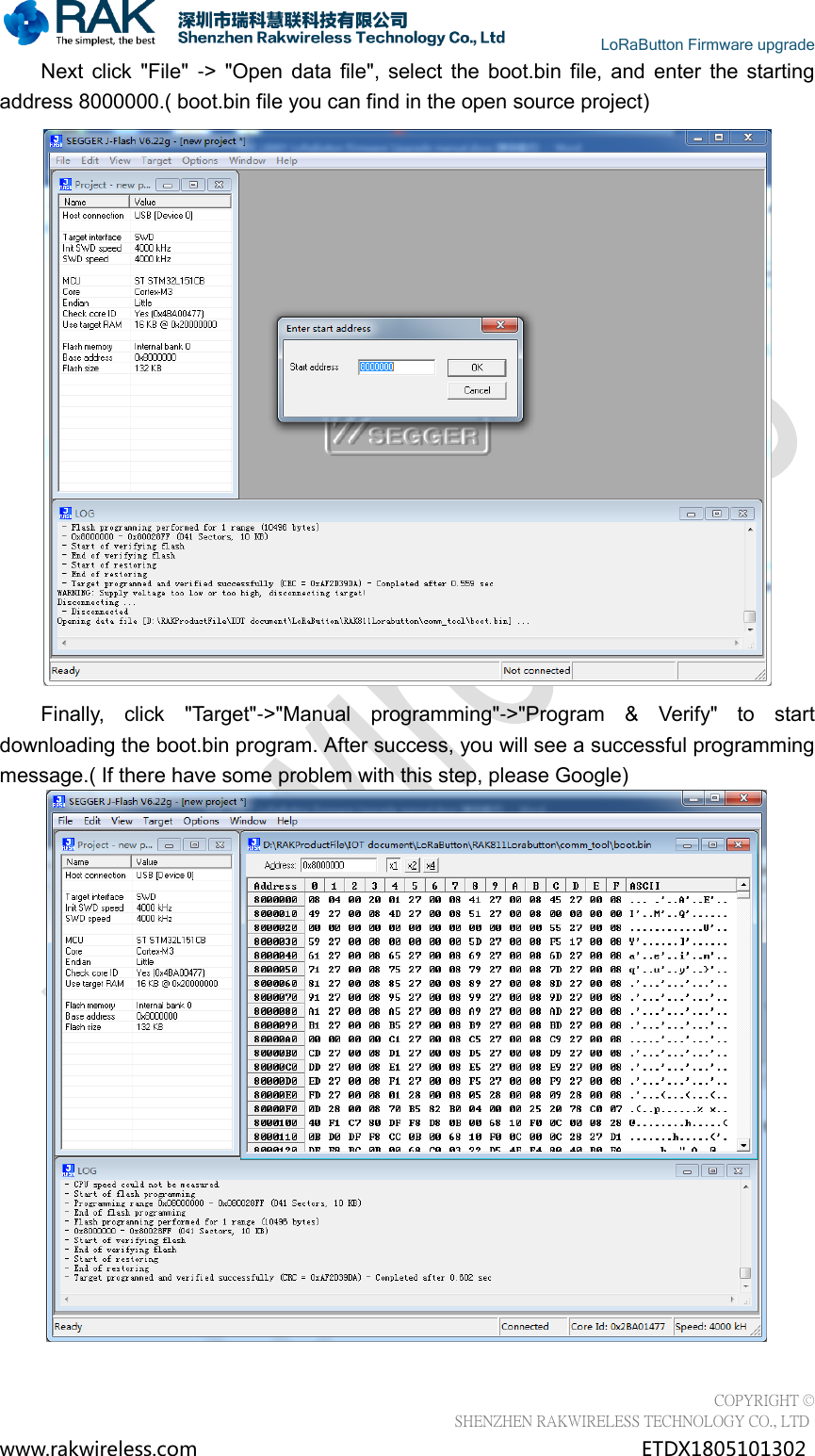 Page 12 of 12 - RAK LB801 Lo Ra Button Firmware Upgrade Manual