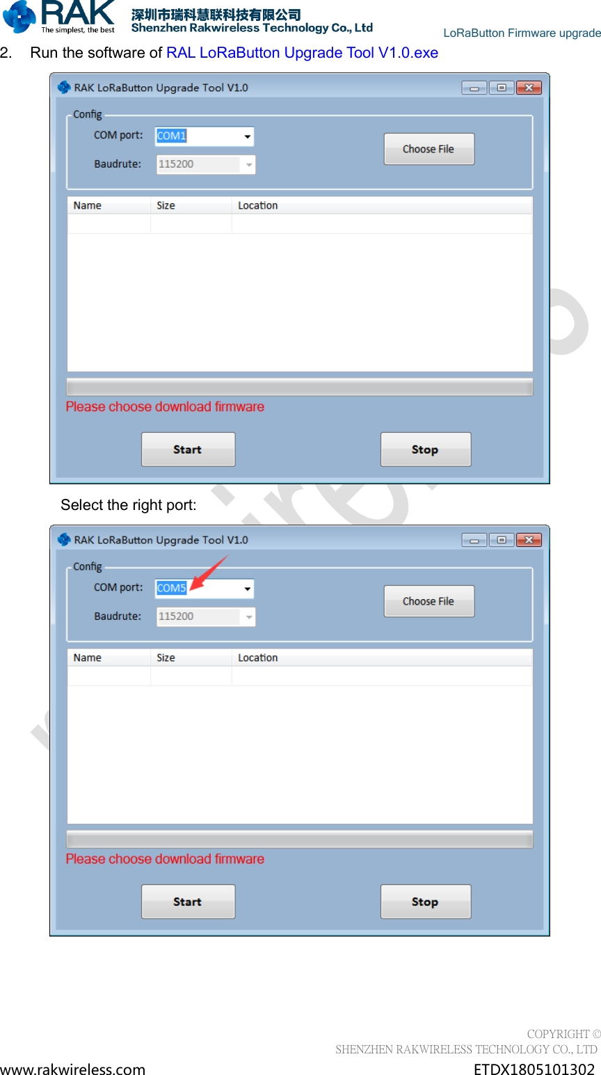 Page 4 of 12 - RAK LB801 Lo Ra Button Firmware Upgrade Manual