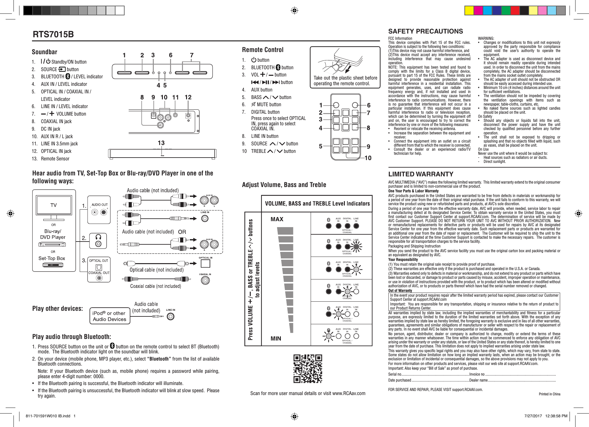 Page 1 of 2 - RTS7015B RTS7015B-USER-MANUAL