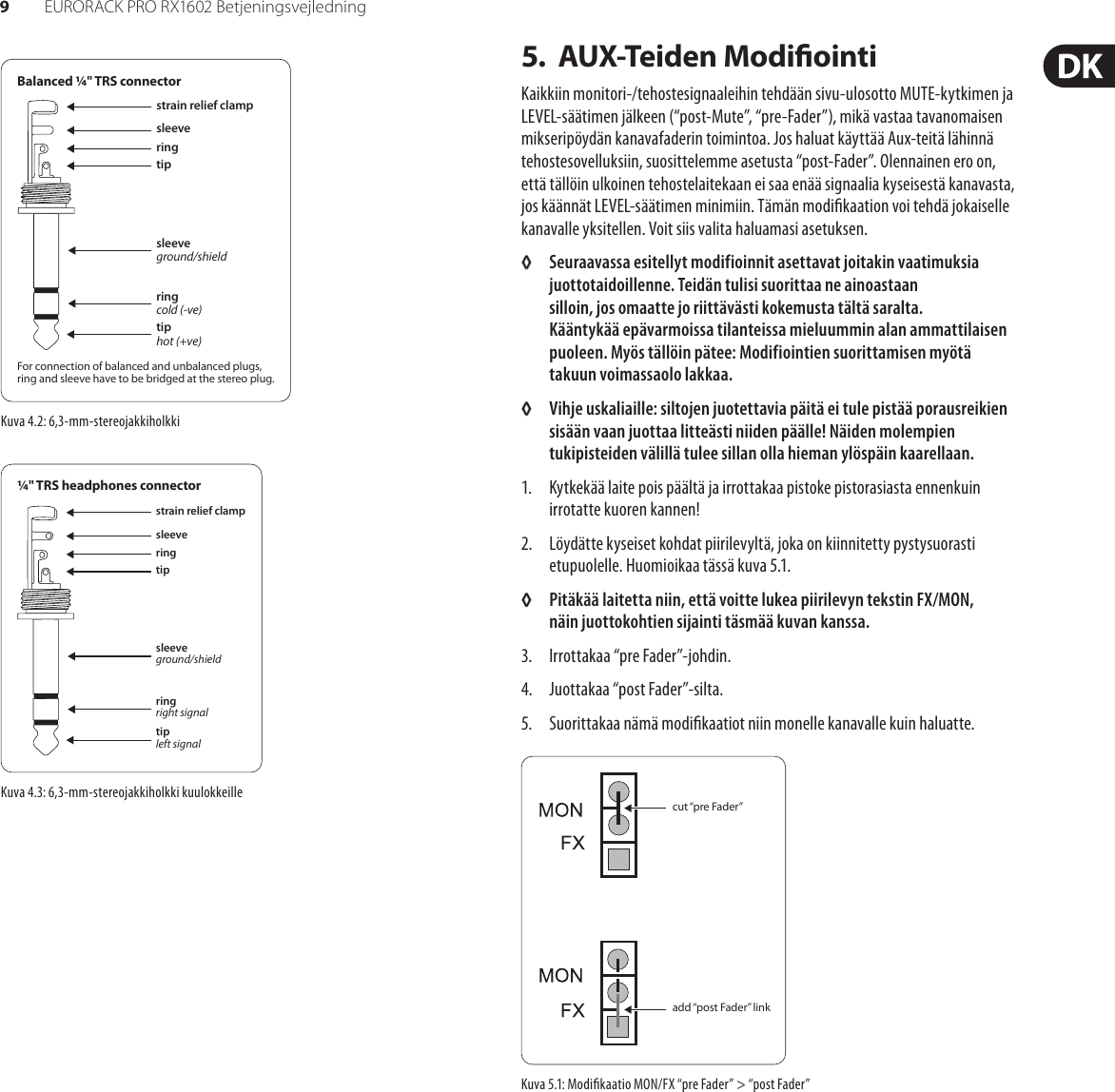 Page 9 of 11 - P0206 (RX1602) Behringer RX1602 User Manual (Danish) M DK