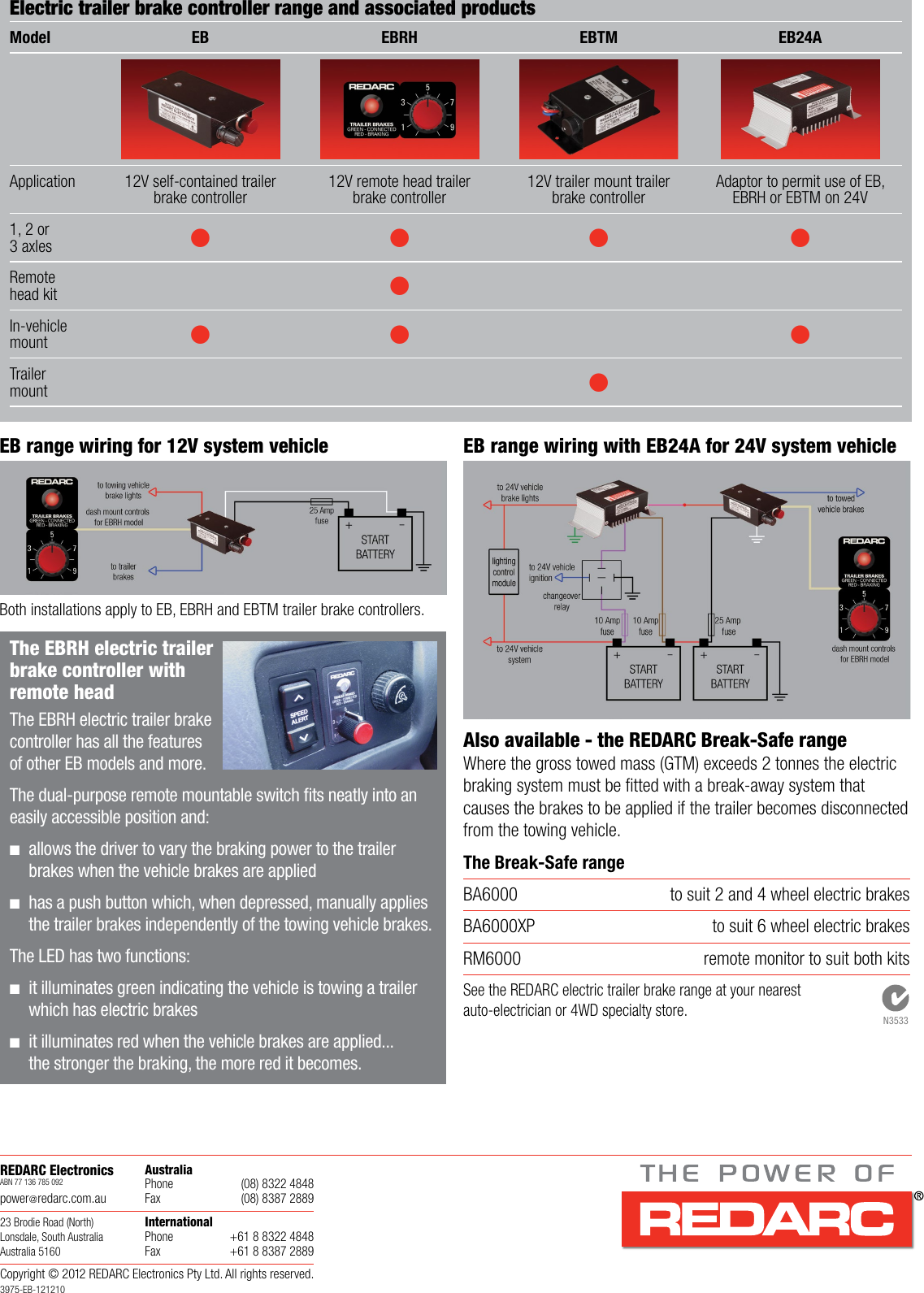 EB Redarc Brochure Electric Trailer Brake Controllers